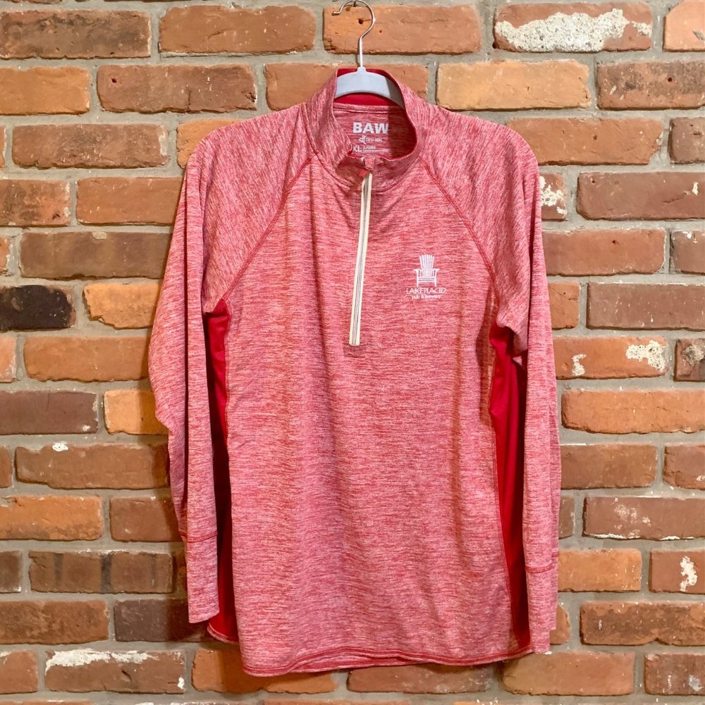 BAW Dry Tech Red Lake Placid Pub And Brewery 1/4 Zip Pullover LS Top Size XL